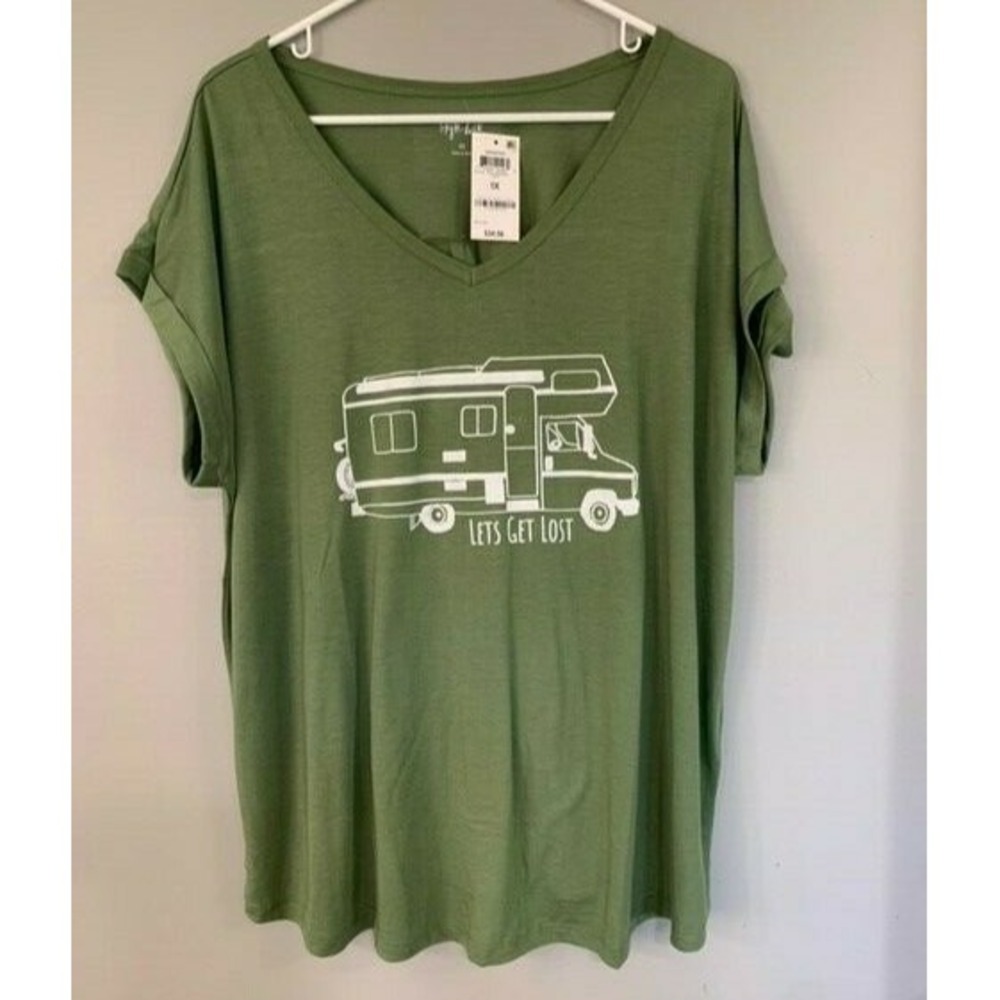 Women's 1X Outdoor Camping Comfort Green T Shirt NWT